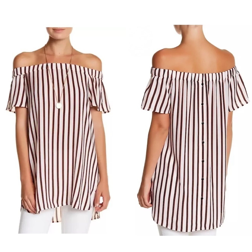 DR2 by Daniel Rainn Off-the-Shoulder Button Back Blouse Top Size Medium